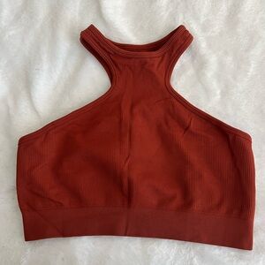 Rust Red Ribbed Crop Top